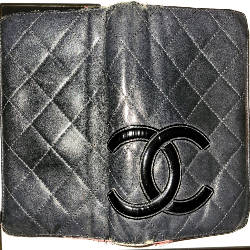 😍1daySALE! CHANEL Cambon Quilted Long Wallet black hot pink - Picture 4 of 11